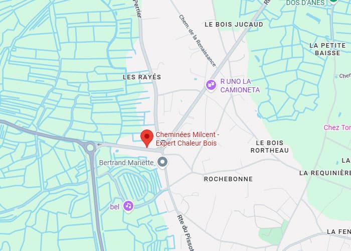 Cheminées Milcent : Expert Chaleur Bois à Rochebonne Plan de situation de Cheminées Milcent, expert chaleur bois, situé à Rochebonne près de Bertrand Mariette.