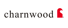 Logo Charnwood - Spécialiste des poêles à bois de qualité Logo Charnwood avec texte noir et icône rouge stylisée, fabricant de poêles à bois et multicombustibles.
