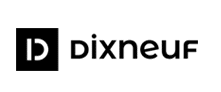 Logo Dixneuf : Identité Visuelle et Design de Marque Logo Dixneuf composé d'un carré noir avec icône ID blanche stylisée et nom de la marque en lettres noires.