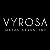 Vyrosa Metal Selection : Logo Minimaliste Noir et Blanc Logo Vyrosa Metal Selection en blanc sur fond noir, design minimaliste et moderne.